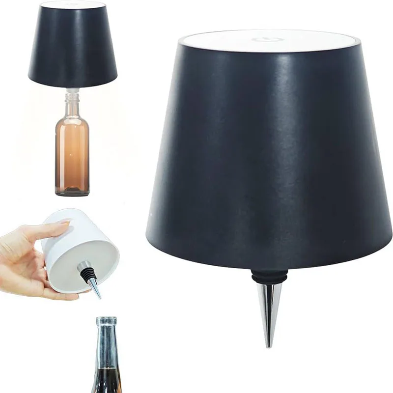 Lámpara de botella regulable de 3 colores, lámpara de mesa LED, lámpara de noche recargable, atenuación continua para fiestas, bares, botellas de vino, restaurantes