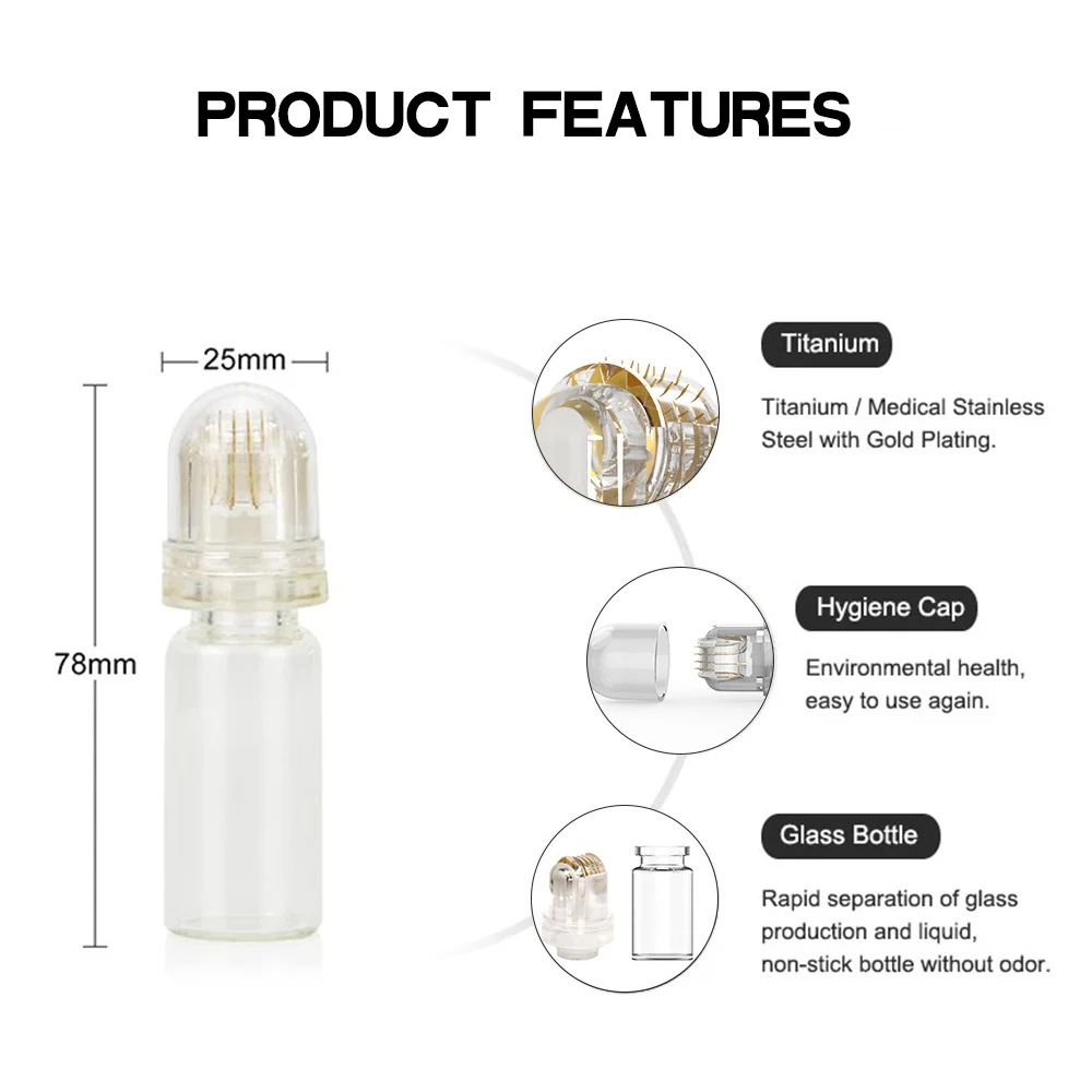 1 STKS 64 naalden Microneedle met 10 ml Fles Schoonheid Huid Reparatie Microneedling Tool