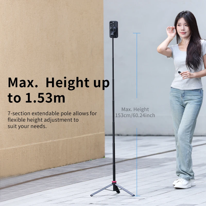 Ulanzi MT-84 1.53m Magnetic Tripod 360° Rotation 10m Remote Control Smartphone Extension Tripod for Selfie Live Streaming Vlog