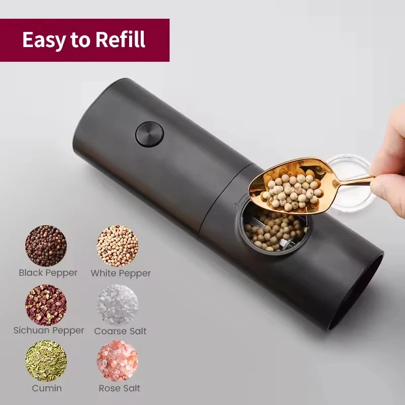 Set macina sale e pepe elettrico automatico con set macina luce a led Set macina spezie smerigliatrice spezie regolabile utensili da cucina