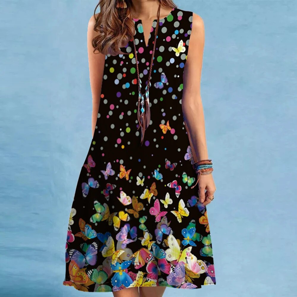 Vestido sin mangas con cuello en V para mujer, vestido cruzado europeo y americano, estampado Sexy, dobladillo grande, Comercio Exterior, nuevo, 2024