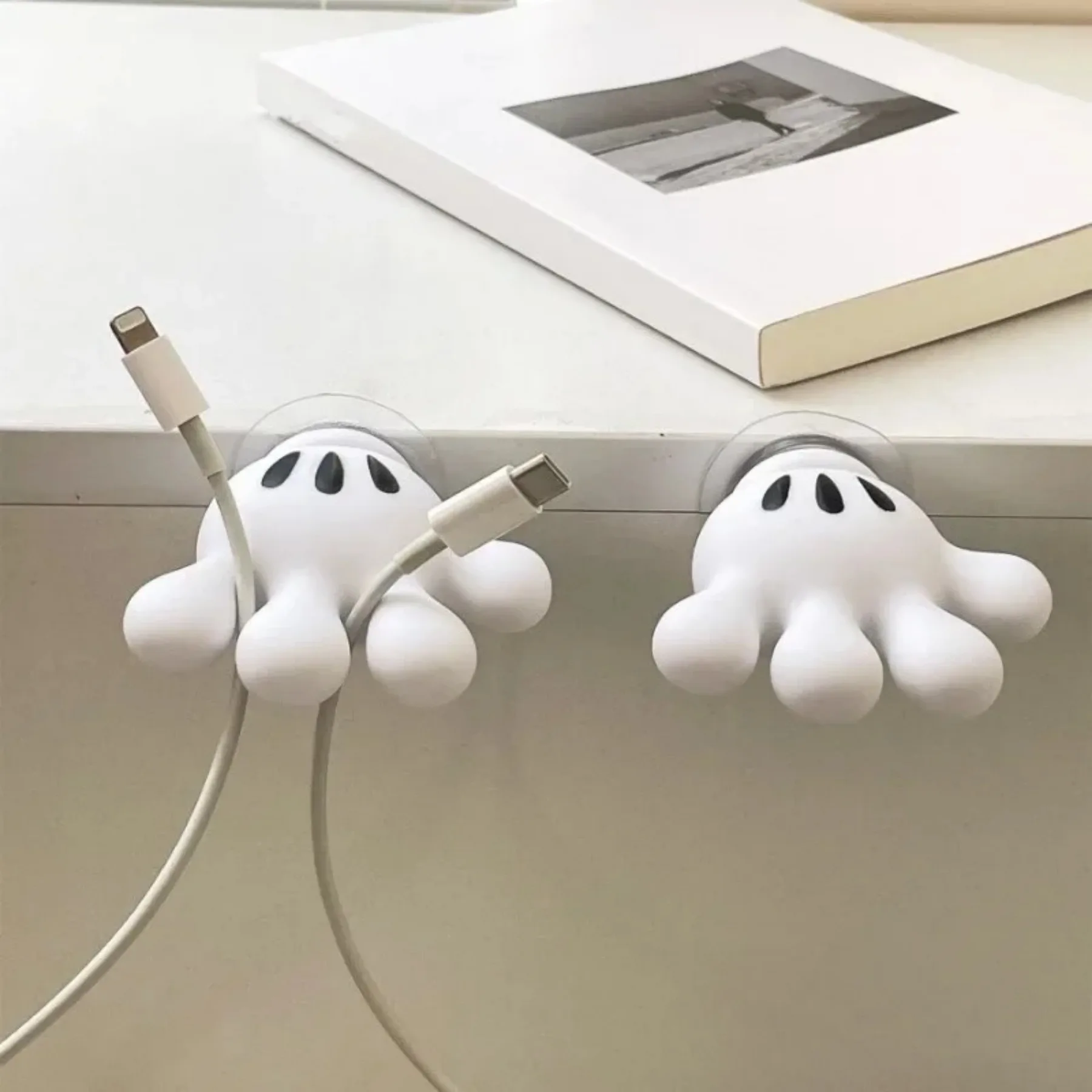 Toothbrush holder and multi-functional traceless suction hook for bathroom towel hanging and data cable home decoration