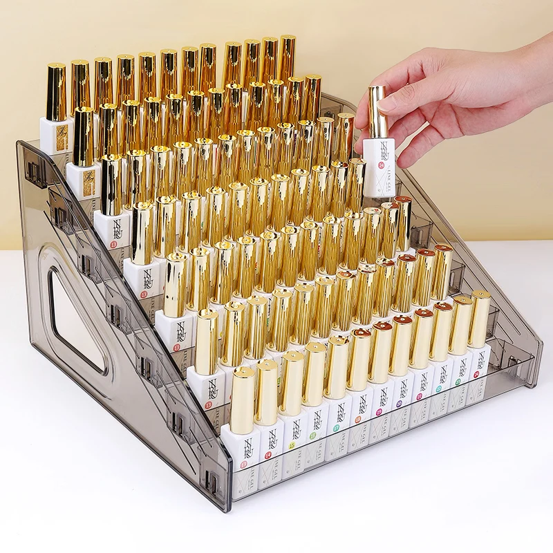 อะคริลิคใสยาทาเล็บขาตั้งจอแสดงผล Multi-Layer ชั้นวางพลาสติก UV GEL ชั้นวางติดตั้งอย่างรวดเร็วเครื่องสําอางค์เล็บ Storage