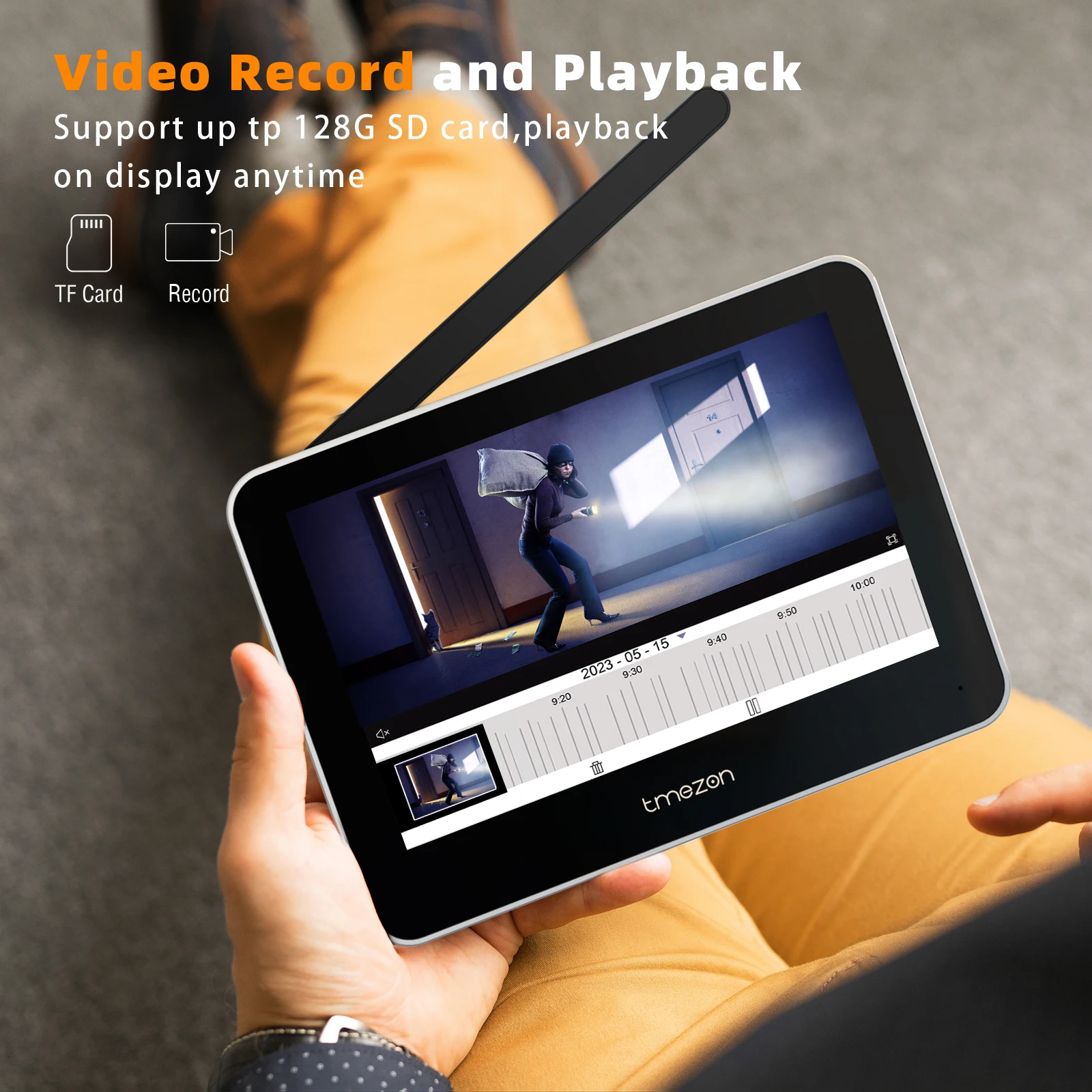TMEZON Visiophone WiFi,Kit Interphone Vidéo sans fil video portier Ecran Tactile 7 pouces 1080P,IP55 Sonnette de camera à Batterie rechargeable,Vision Nocturne,PIR Détection de Mouvement,Contrôle APP