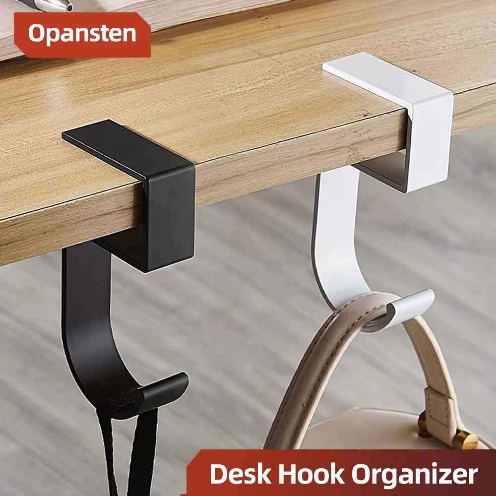Aluminium-Schreibtischhaken-Organizer, rutschfestes Design, schlank, schwarz, weiß, für Büro, Studenten, Schreibtisch, Organisation, Tasche, Aufbewahrung, Utility-Haken