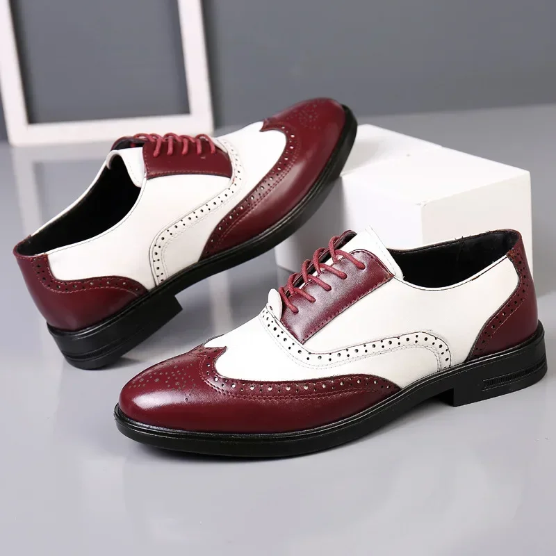 Zapatos de vestir para hombre de colores mezclados, zapatos de cuero Retro para hombre, calzado barroco de negocios para hombre, calzado Oxford informal para hombre Erkek Ayakkabı
