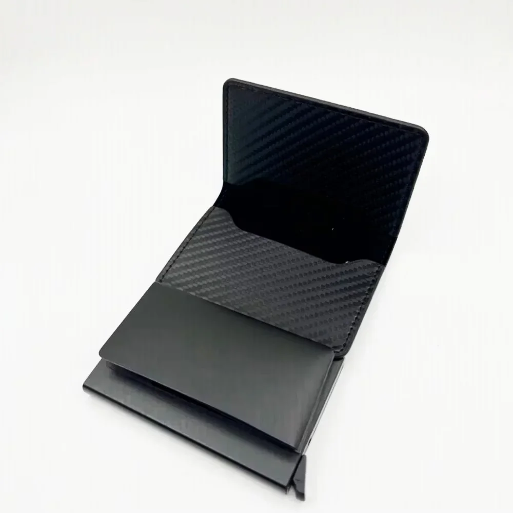 Mode Koolstofvezel Anti-diefstal Creditcard Pakket Metalen Kaarten Doos Heren Portemonnee Houder PU Portemonnee