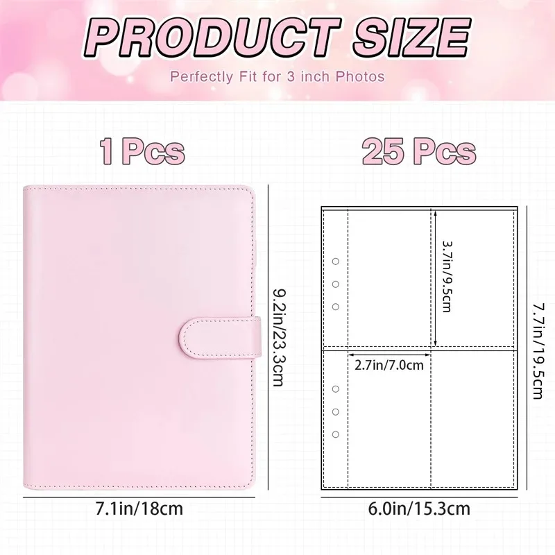 25pcs 페이지 (4 그리드) 사진 카드 A5-Binder Kpop 사진 앨범 아이돌 카드 루스 리프 수집 도서 바인더 바인더 Photocard 홀더