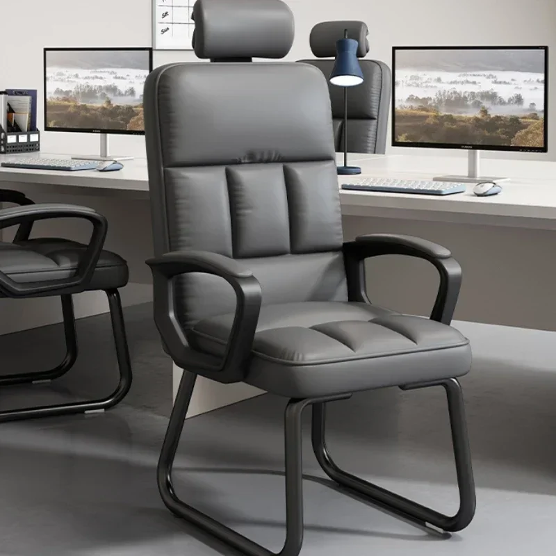 Steel Office Chair Stable Bow-shaped Computer Seats High Back Executive Chair Breathable Mahjong Seat Suitable for Study