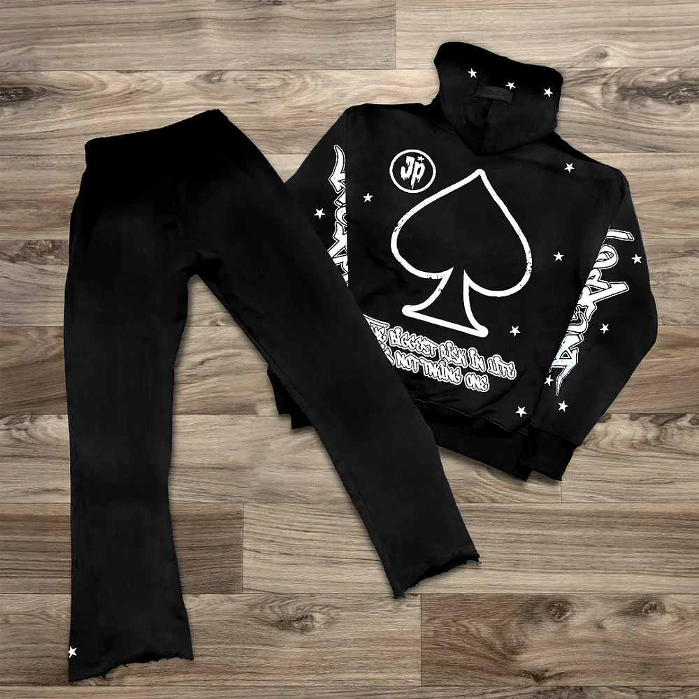Sudadera con capucha para hombre, traje de dos piezas con estampado 3D, ropa deportiva informal, pantalones de campana, conjunto de ropa deportiva Y2k, ropa de calle para hombre, Otoño e Invierno