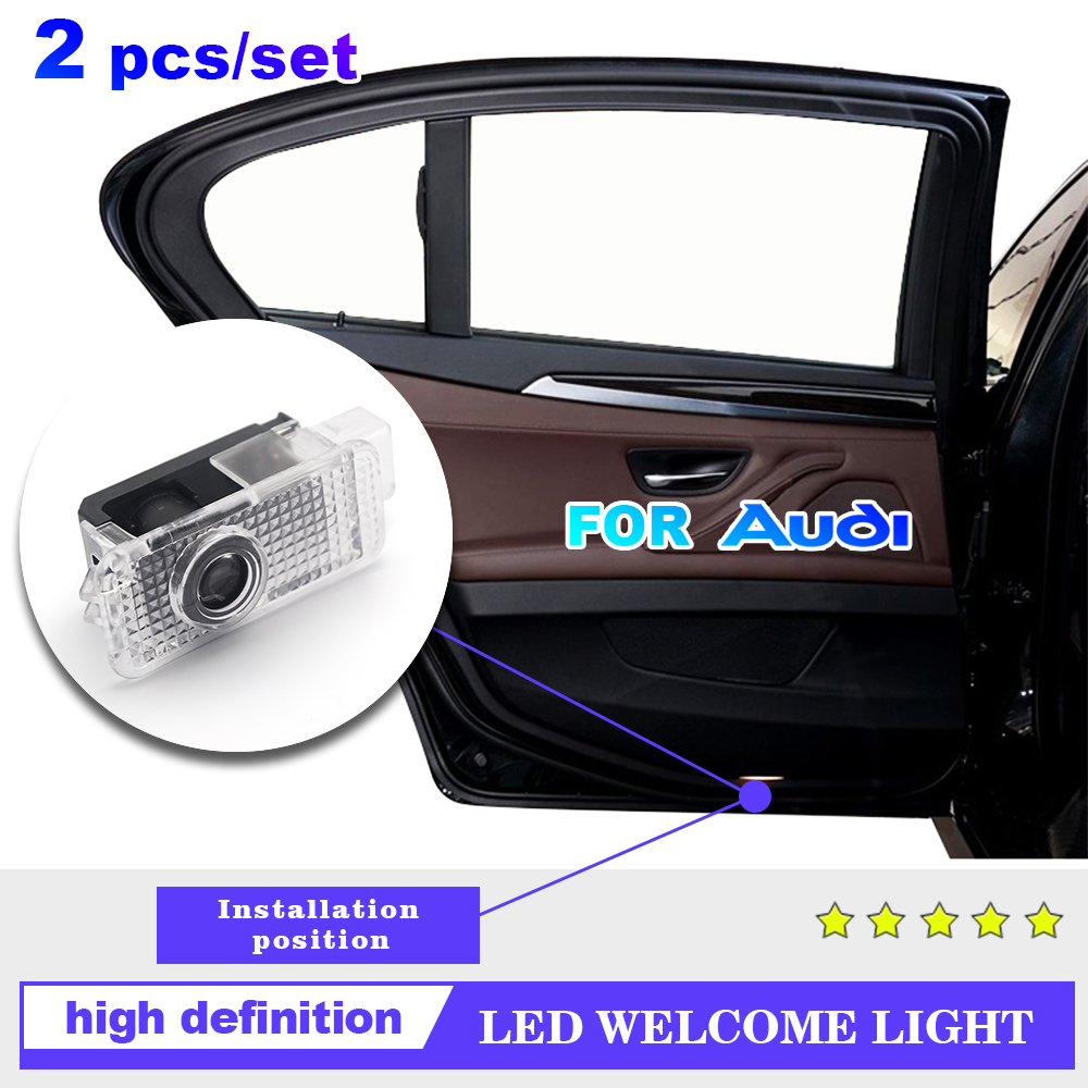 Luz Led de bienvenida para puerta de coche, proyector HD, luces de cortesía para Audi SLine S3 S4 S7 S6 A5 A3 A4 RS A6L A7 A4L Q5 Q7 A8L Q3, 2 uds.