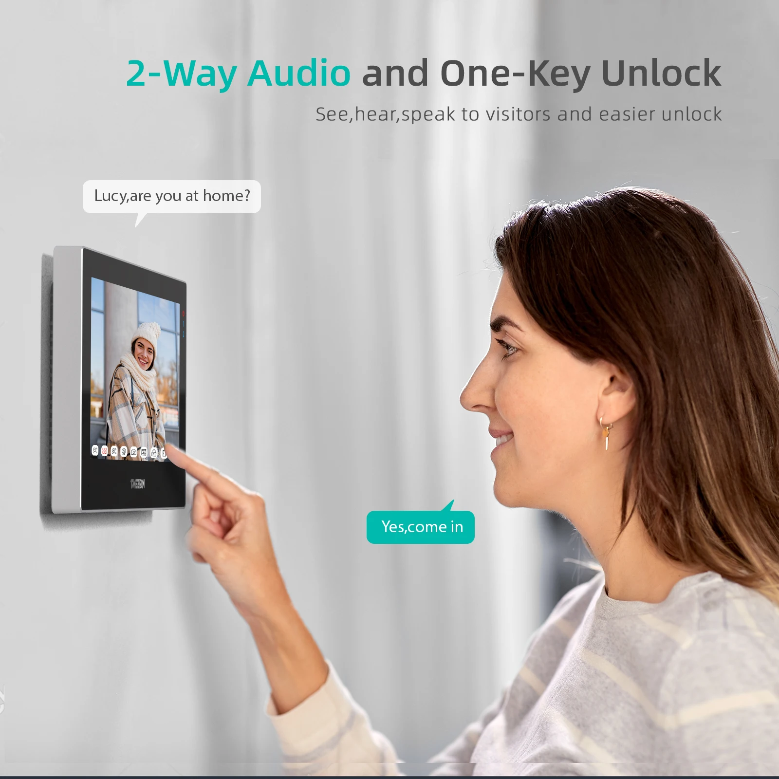 2-draads TMEZON WiFi Video Deurtelefoon Deurbel Intercom 7 Inch 1080P Touchscreen Monitor APP/Swipe/kaart 4in1 Ontgrendelen tuya app