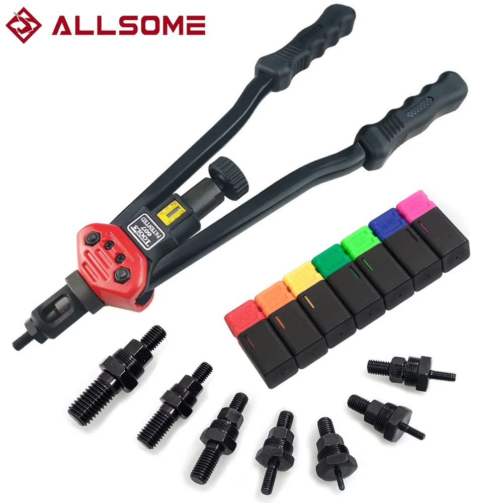 Allsome BT-607 16 "manuel Rivcirculation Gun Hand Rivet Tool Kit Rivet Nut Setting Tool, Nut Setter M3/figuré/M5/M6/M8/M10/M12