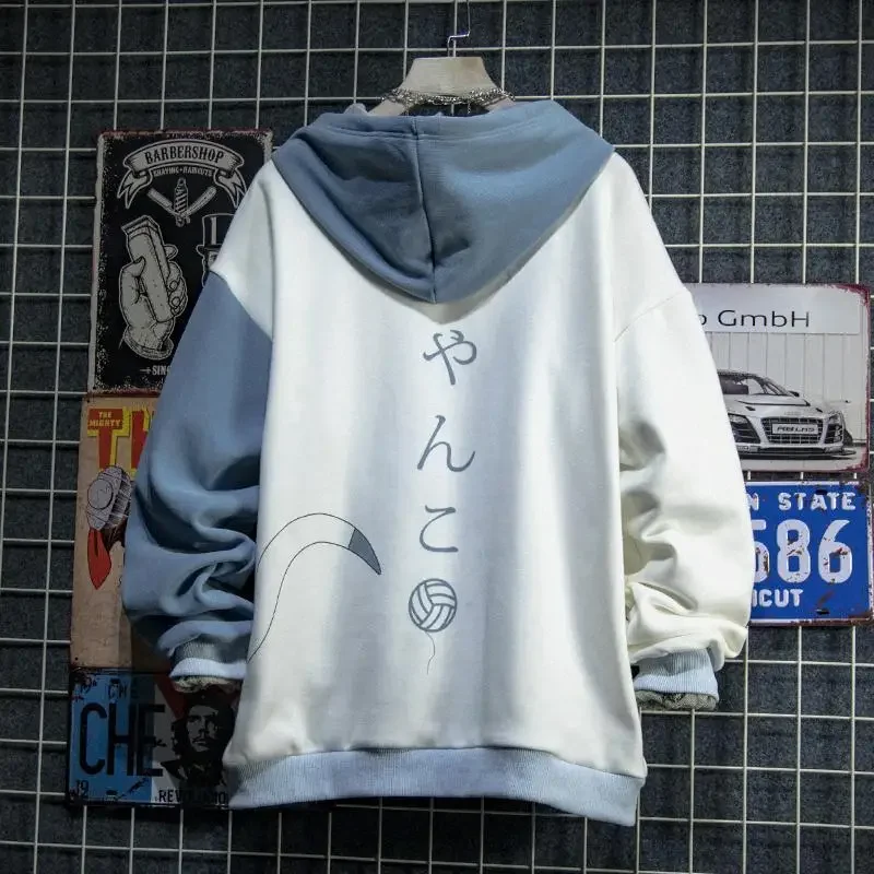 Sudadera con capucha de estilo japonés para hombre, sudadera con estampado de gato bonito, sudaderas con capucha para adolescentes, sudadera de moda de Anime Harajuku para primavera y otoño