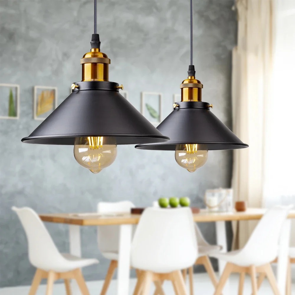 Lampadari retrò con paralume in ferro a LED vintage Lampade a sospensione Russia per loft Cucina Sala da pranzo Camera da letto Illuminazione domestica Lampada a sospensione