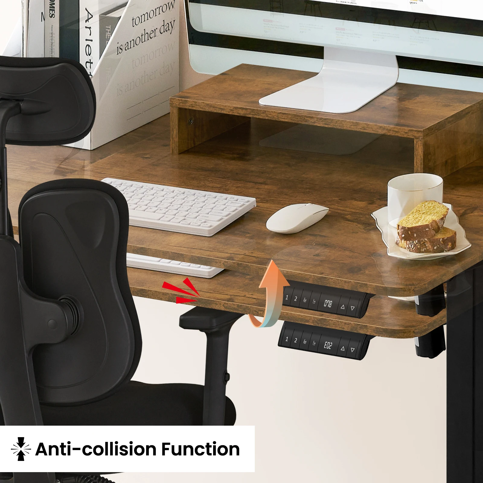 Tavolo angolare elettrico da scrivania Sit Stand a forma di L 140x120 cm Scrivania per computer regolabile in altezza con 4 controlli di memoria Supporto per monitor