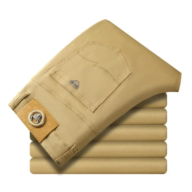 Pantalones vaqueros elásticos de siete colores para hombre, ropa informal, sencilla, salvaje, 97% algodón, de gama alta, ajustados, pequeños y rectos