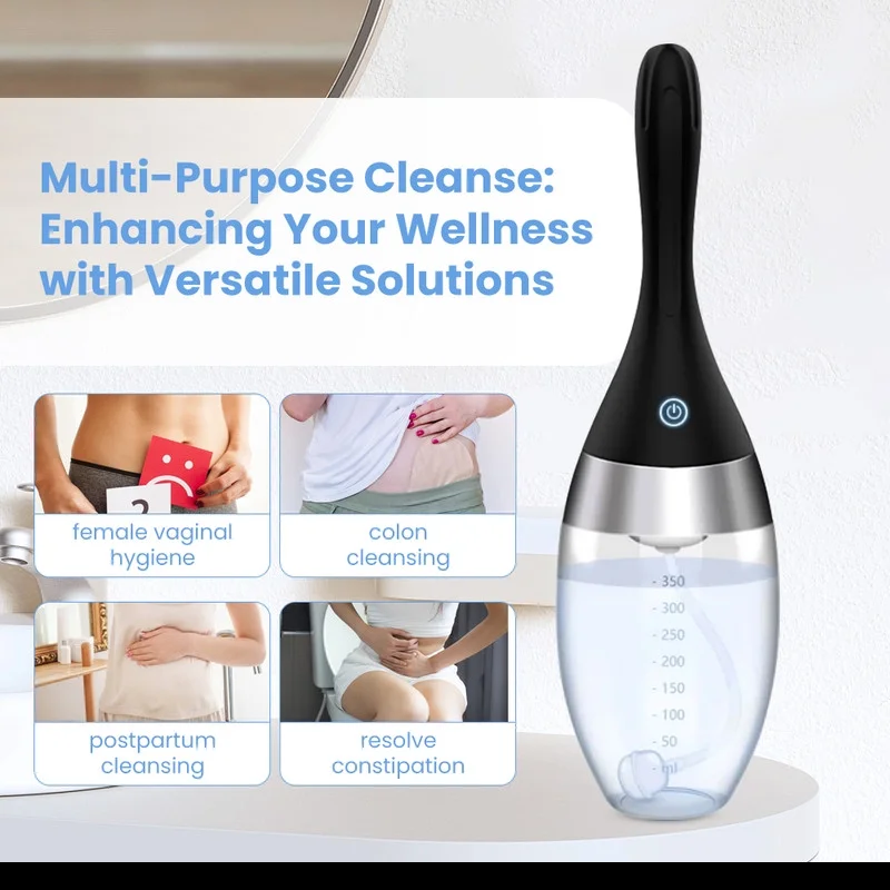 Bulbo elétrico automático do enema com 3 velocidades, recarregável anti-back-flow, enema douche para homens e mulheres, limpeza do cólon, silicone do
