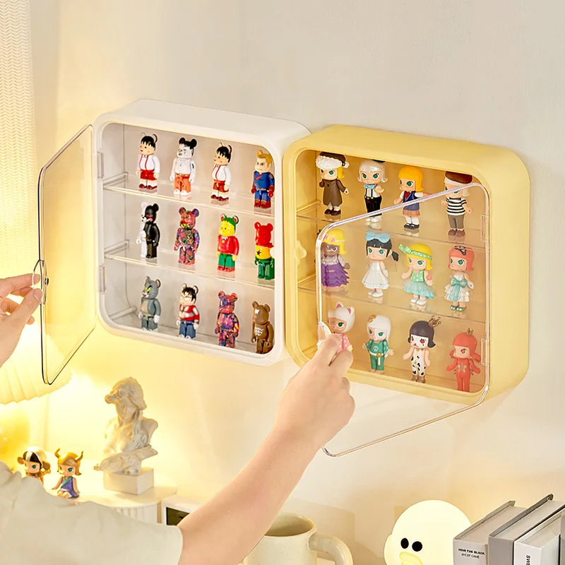 Wall Mounted Doll Blind Box Storage Display Rack Magnetic Suction Figurine Display Cabinet Dustproof Doll Blind Box Storage Box