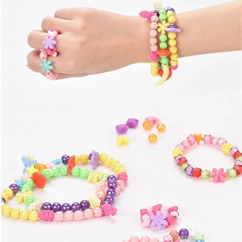 女の子 DIY ビーズセットジュエリー作成キット子供のための女の子パールビーズブレスレットリングネックレス創造性キットアートクラフトおもちゃ