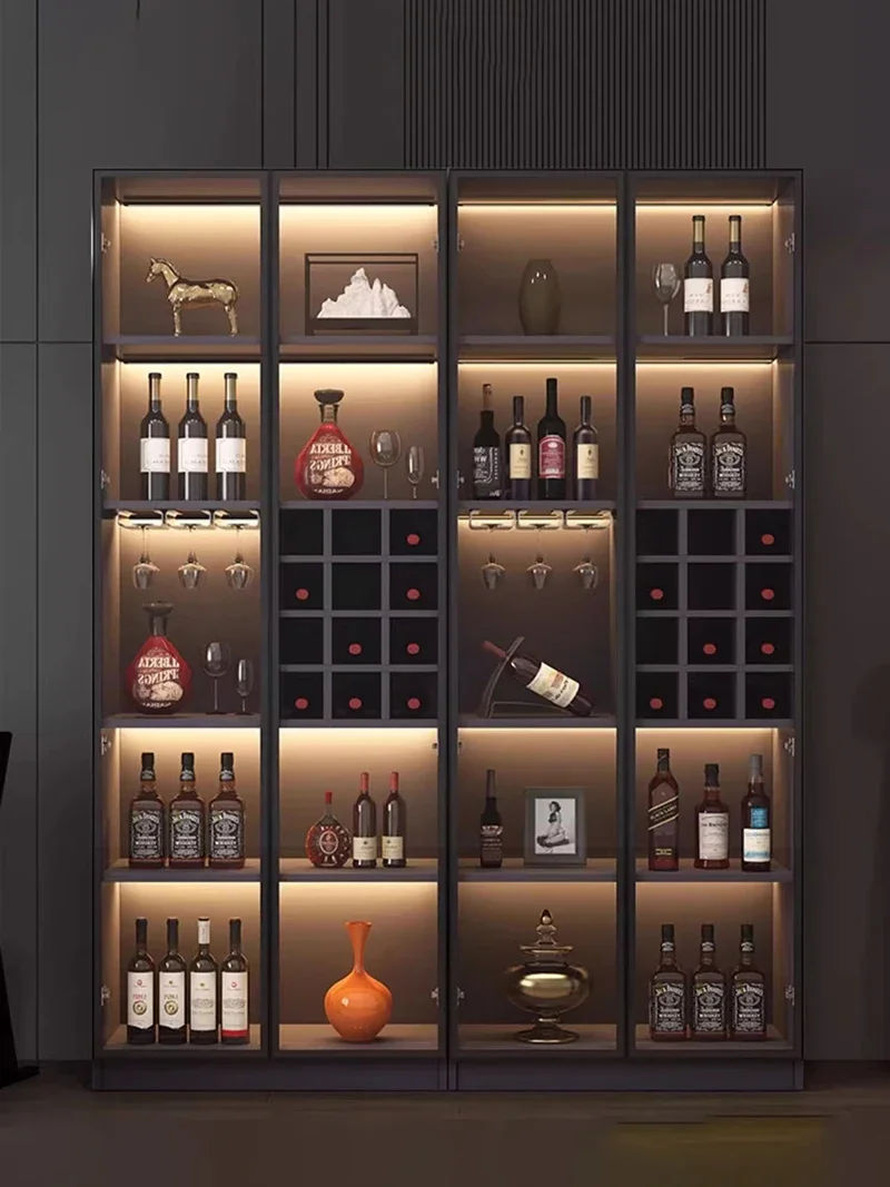 ตู้เครื่องดื่มแก้วไวน์ผนังเคลื่อนย้ายได้ Commercial Bar Cellar Farmhouse เหล้าเครื่องดื่ม CRAFT Organization Storage Rack คอลัมน์