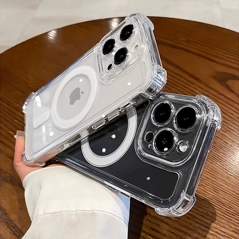 Luxus kabellose Ladung magsafe transparente Hülle für iPhone 16 15 14 plus 13 12 11 Pro Max magnetische stoß feste weiche Stoßstangen abdeckung
