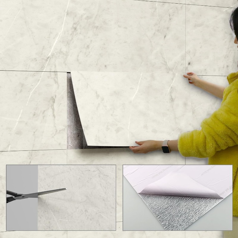 Shower Wall Panels, 23.6" x 11.8" Peel and Stick Backsplash Vinyl Faux Marble Shower Tile for Bathroom and Kitchen Wall (12pc)