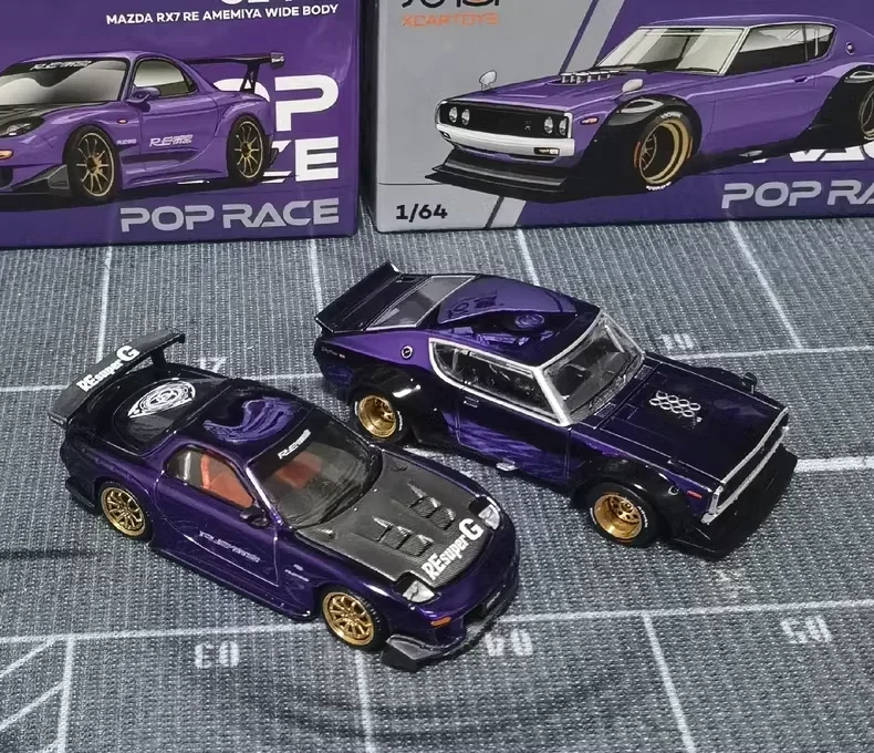 XCARTOYS POP RACE 1/64 SKYLINE GT-R V8 DRIFT (CENMER) MAZDA RX7 RE AMEMIYA coches de cuerpo ancho aleación modelo fundido a presión juguetes para niños