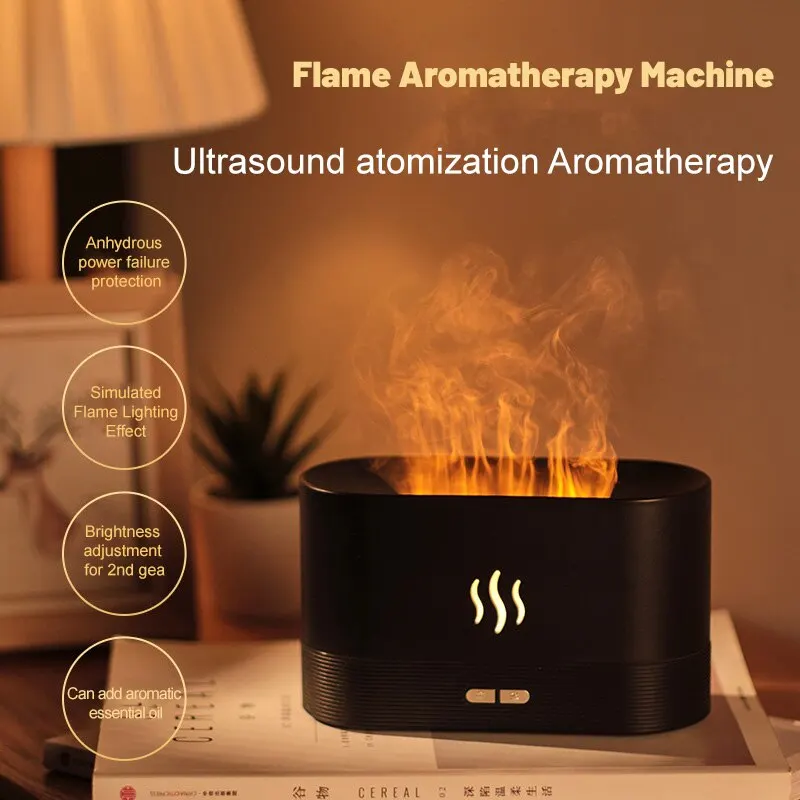 Humidificador De Perfume Umidificador De Ar Ultrasônico Com Máquina De Fragrância De Chama Colorida Simulação De Iluminação