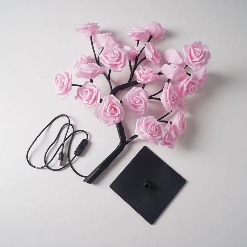 LED Tischlampe Rose Blume Baum USB Nachtlichter Dekoration LED Tischleuchten Partys Weihnachten Weihnachten Hochzeit Schlafzimmer Dekor