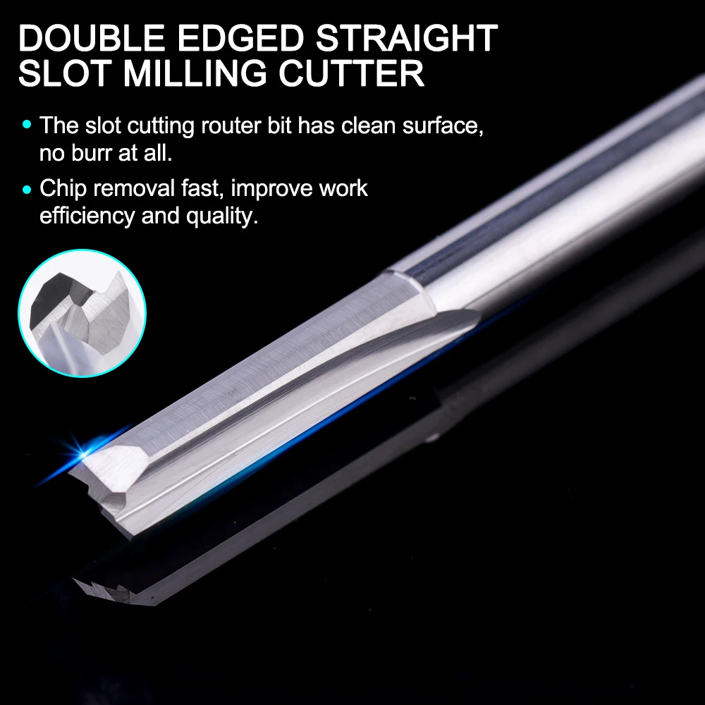 XCAN 1 4Mm/6Mm Vỏ 2 Sáo Thẳng Cấp Cối Xay Carbide CNC Router Bit Khắc Bit thẳng Khe Cắm Dao Phay Gỗ