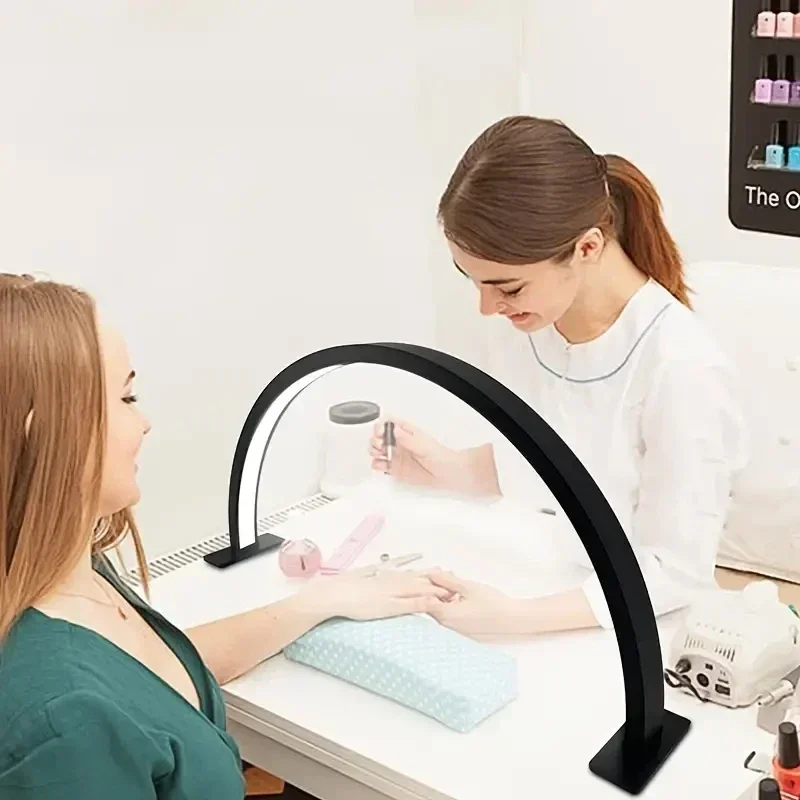 Lámpara LED de escritorio en forma de U para salón de belleza, accesorio de iluminación semimetálica, protección ocular con Cable de interruptor USB, iluminación de mesa para tienda de uñas
