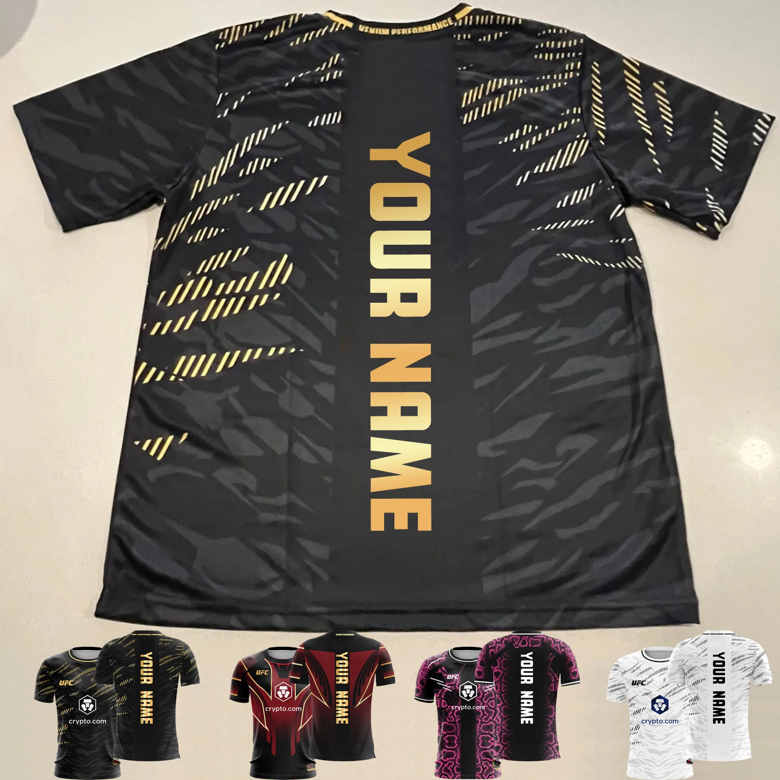 Nombre personalizado UFC 2025 boxeo nueva Venta caliente camiseta para fanáticos deportes extremos cuello redondo manga corta Casual moda Top