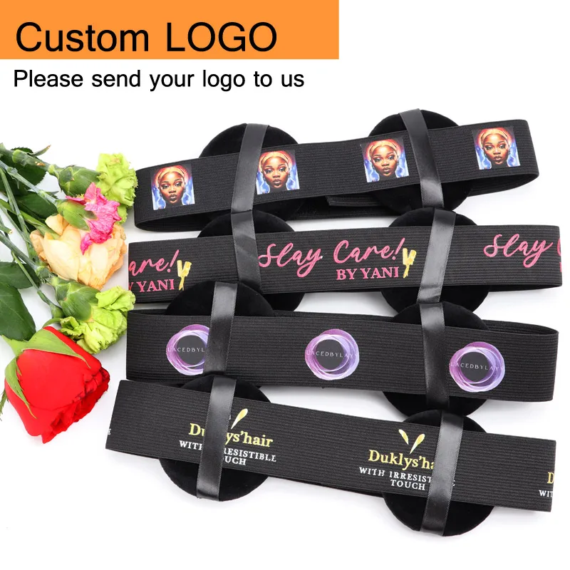 Banda de fusión de bordes con Protector de oídos para pelucas de encaje, banda elástica de 3 uds con logotipo personalizado para colocar borde de encaje, banda para el cabello