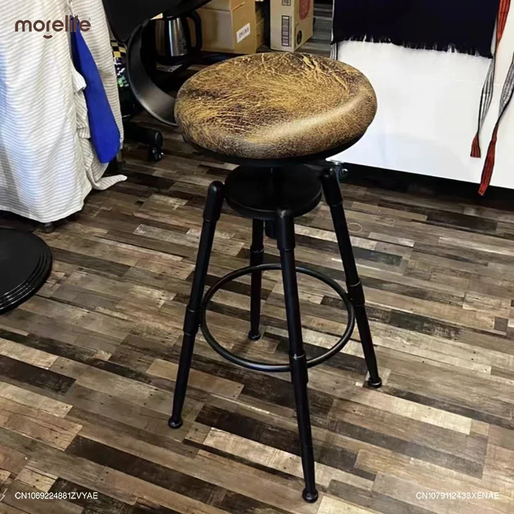 Taburetes Retro De hierro para el hogar, Silla De Bar, respaldo, mostrador, altura De asiento ajustable, 70-90cm