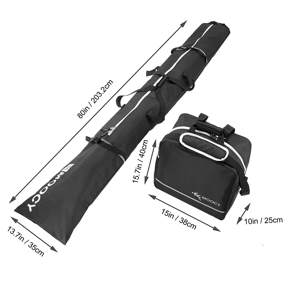 Ski Bag e Ski Boot Bag Combo, Sacos para viagens aéreas, Bolsa de transportadora, Boot Pouch Kit para adultos e crianças, 2 pcs