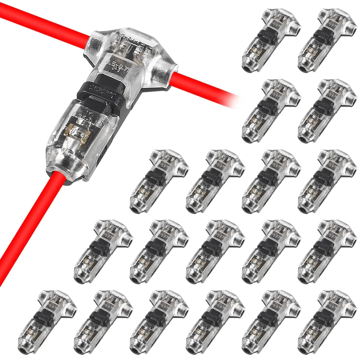 10 ชิ้น T ประเภท 1 พินแรงดันไฟฟ้าต่ําสายไฟ, Quick Solderless Wire Splice Connector, T Tap ตัวเชื่อมต่อสายไฟ, ไม่มีปอก