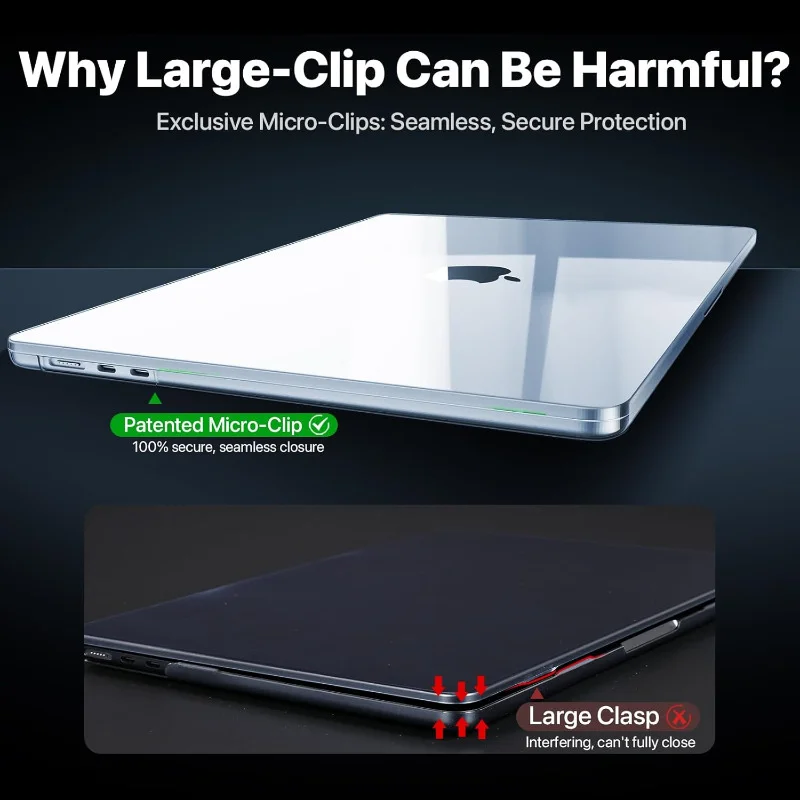 100% Ultra-clear hard case for 13.6" MacBook Air (M4-M2 2022-2025). Crystal-clear, sturdy, protects from scratches & impacts