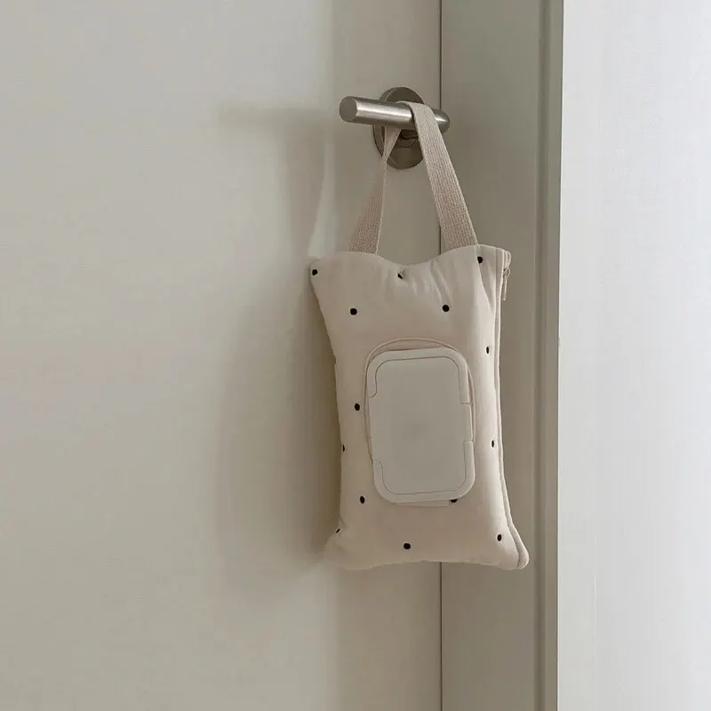 Carrinho de bebê pendurado saco dos desenhos animados do bebê viagem portátil molhado papel toalha armazenamento bolsa bonito ponto listrado simples saco com zíper