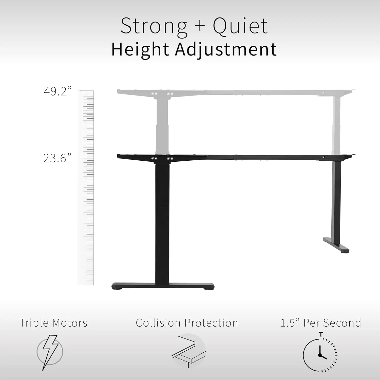 Electric Motor Height Adjustable Corner 3 Leg Standing Desk Frame, Frame Only, Sit Stand Ergonomic L Frame, Black, DESK-V130EB