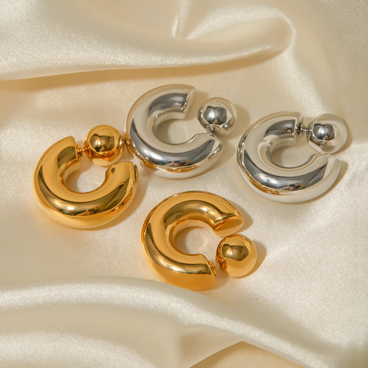 Pendientes de moda en forma de C con diseño único, pendientes de alta gama y de nicho para mujer.