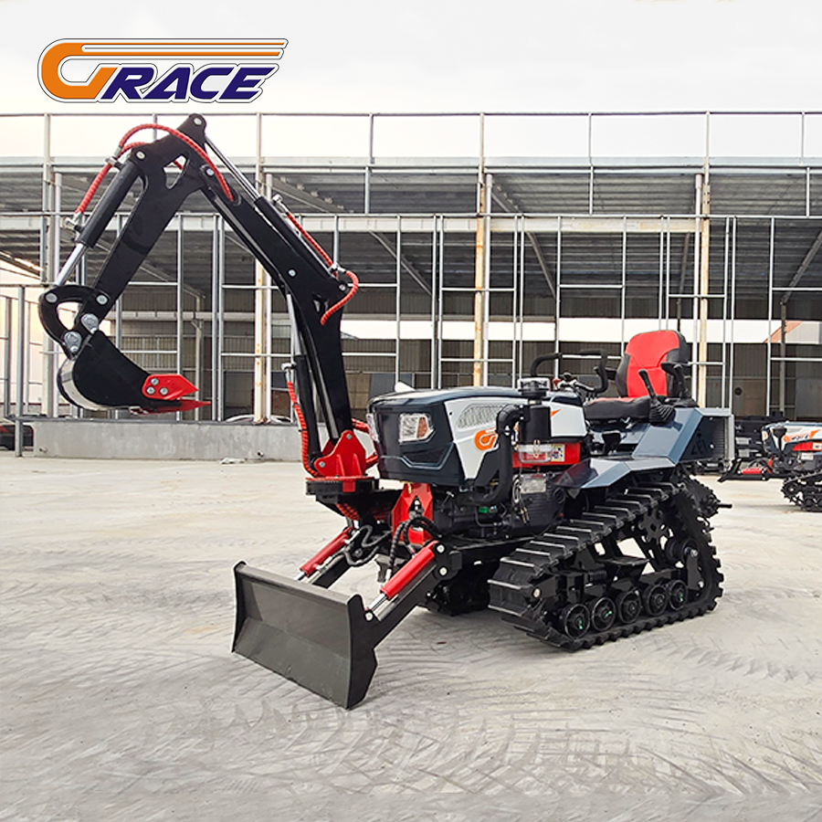 Afstandsbediening Multifunctionele rit op Chinese Mini Farm Tiller Crawler Cultivator Tractoren met baan te koop