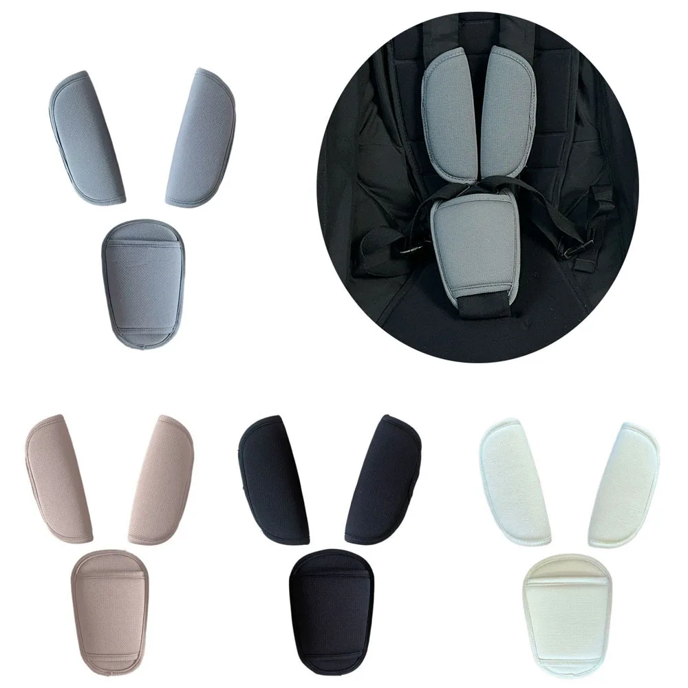 Almofada de ombro para carrinho de bebê, almofadas para alça de assento de carro para bebês e crianças, capa macia para cinto de segurança, almofada de virilha para carrinhos de bebê