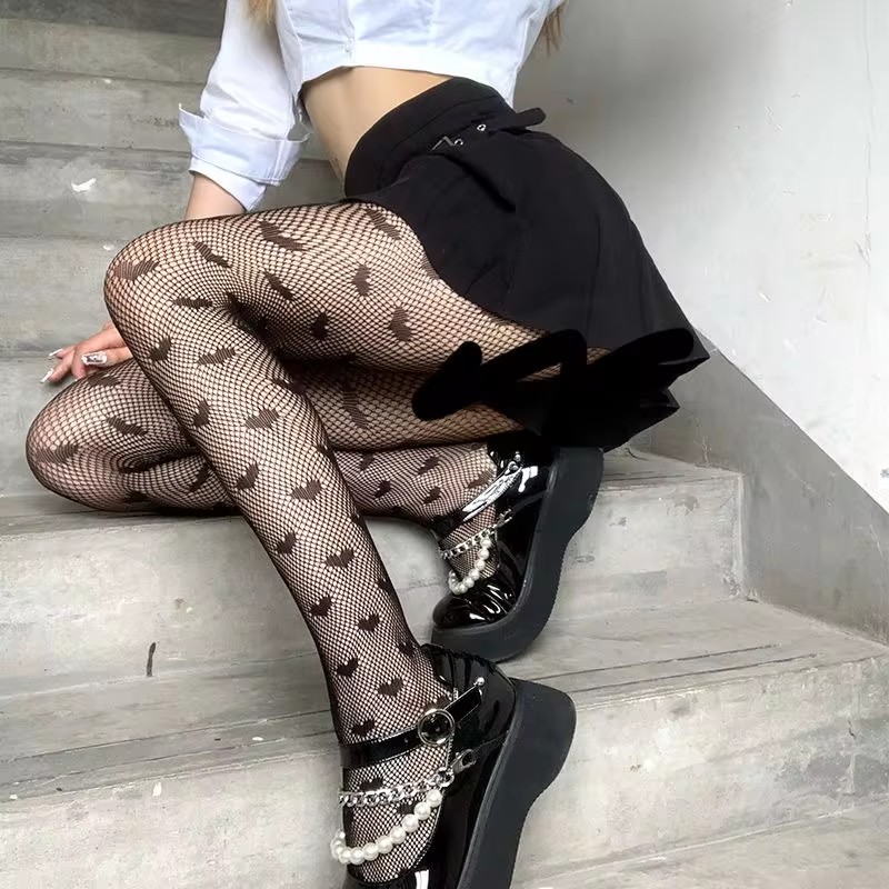 คลาสสิก Lolita Hollowed Out ลูกไม้ตาข่ายถุงน่อง Bottomed Pantyhose ผู้หญิงเซ็กซี่สาวญี่ปุ่น Gothic Punk Retro Spider Web Tights