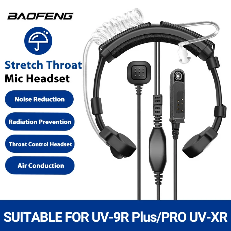 Baofeng UV-9R PRO UV 9R Plus Тактическая аудиомикрофонная гарнитура Водонепроницаемая регулируемая гарнитура для защиты от ра...