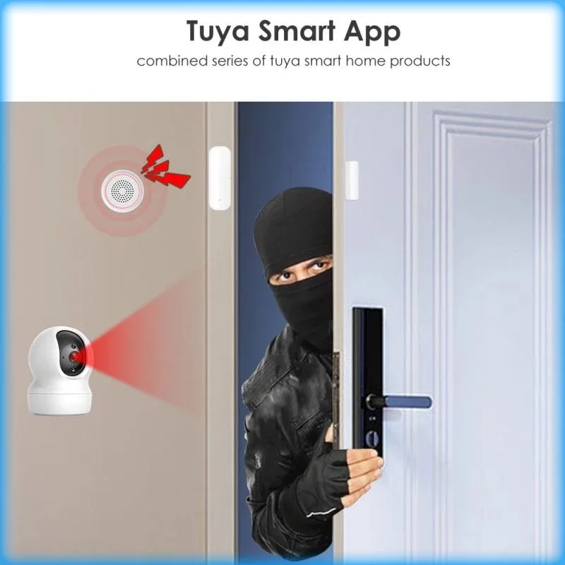 Tuya Zigbee WiFi Door Sensor Smart Home Security Alarm System Door Window Open Closed Detector Smart Life APP dla Alexa Google