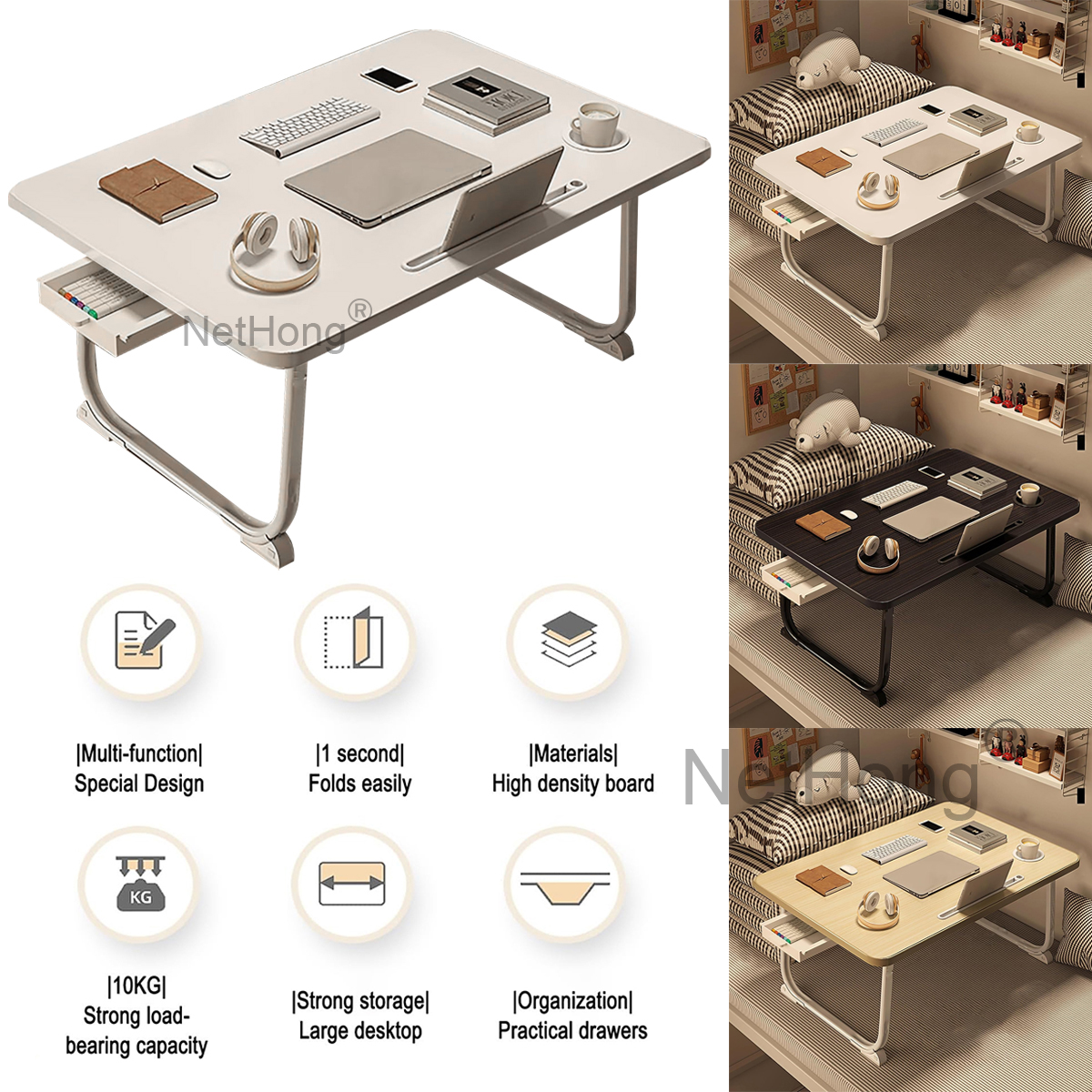 Folding Laptop Desk for Bed Tray Table Desk Bed Sofa Laptop Portable Lap Desk With tablet slot and cup holder Table support
