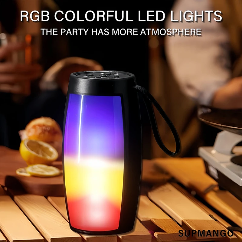 RGB kleurrijke lichten Draadloze Bluetooth-luidspreker met LED-licht Draagbare buitenstereo Ondersteunt TF- en U-schijfuitbreiding