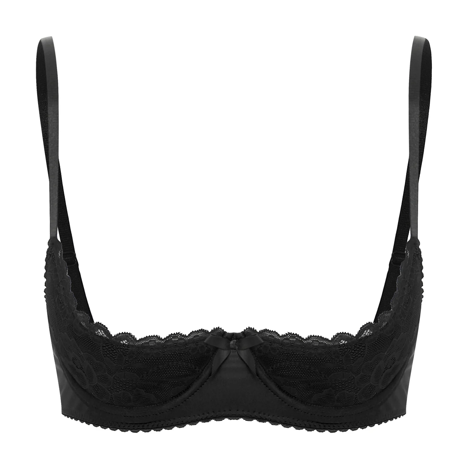 Sujetador de encaje Sexy para mujer, lencería con aros, media Copa, sostén push-up, ropa interior, pecho descubierto, sujetador con aros