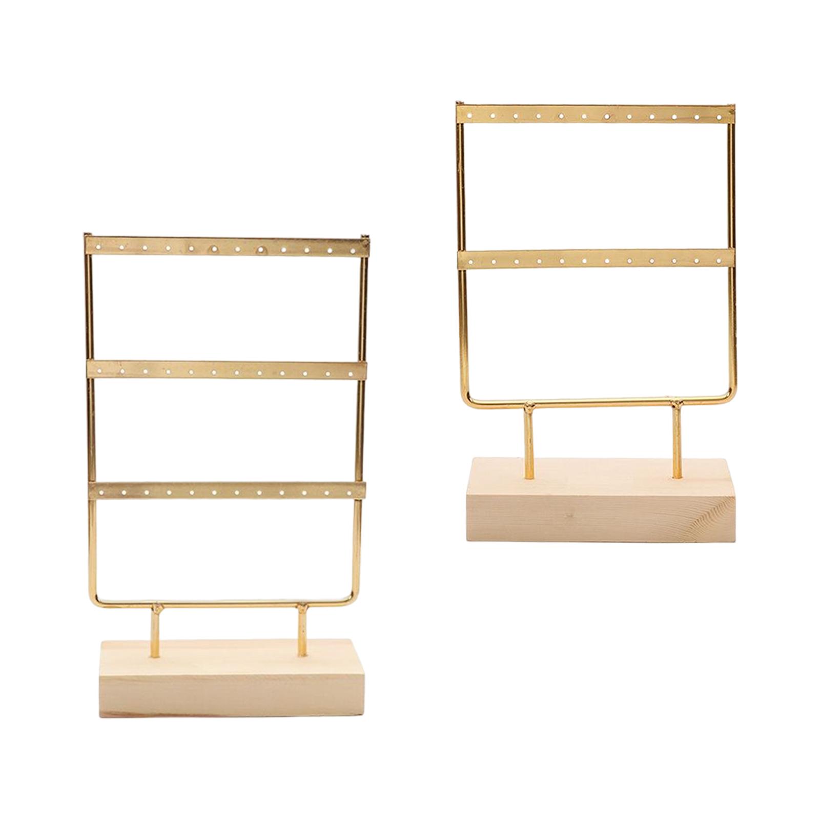 Support de Boucles d'Oreilles en Bois avec Trous pour Bijoux, Base en Métal pour Collier